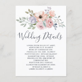 Dusty Pink Roses Einzelheiten zur Hochzeit in der Begleitkarte
