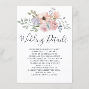 Dusty Pink Roses Einzelheiten zur Hochzeit in der  Begleitkarte