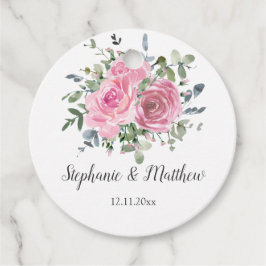 Dusty Pink Roses Eukalyptus Botanische Hochzeit Geschenkanhänger