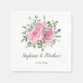 Dusty Pink Roses Eukalyptus Botanische Hochzeit Serviette