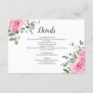 Dusty Pink Roses Eukalyptus Wedding Details Begleitkarte