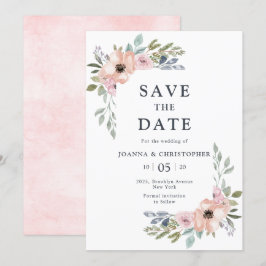 Dusty Pink Roses Mittelsommer Floral Save the Date Einladung