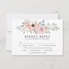 Dusty Pink Roses Mittsommer Blumenblüte RSVP Karte