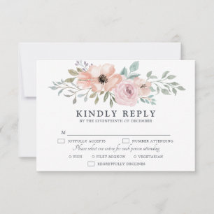 Dusty Pink Roses Mittsommer Blumenblüte RSVP Karte