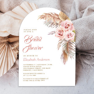 Dusty Pink Roses Pampas Grass Arch Brautparty Einladung