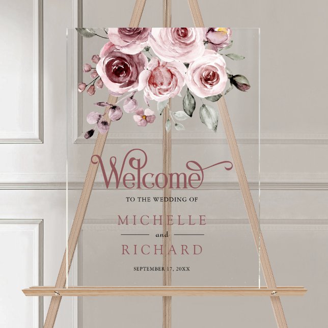 Dusty Pink Roses Wedding Welcome (Créateur téléchargé)