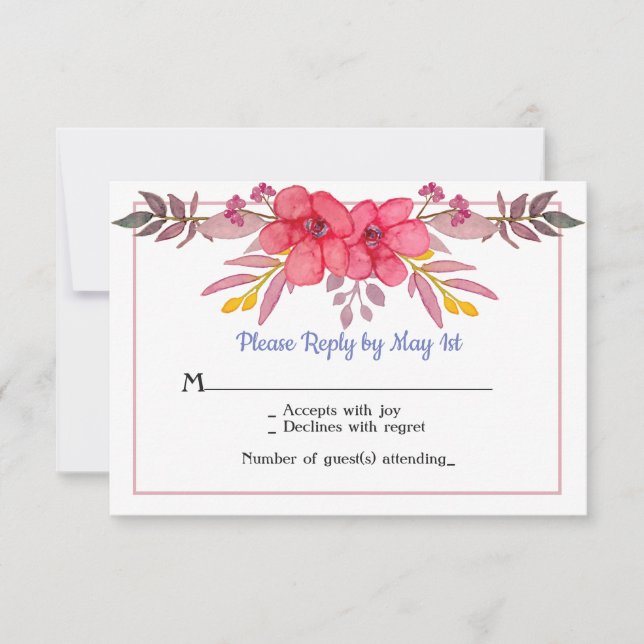 Dusty Pink RSVP Card denken Karte (Vorderseite)