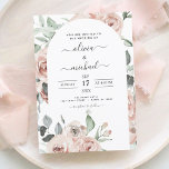 Dusty Pink Sage Green Floral Wedding Einladung<br><div class="desc">Das Budget Dusty Pink und Sage Green Floral Rose und Eukalyptus Botanical Greenery Watercolor Wedding Spring oder Summer Wedding Einladungen - beinhaltet schöne und elegante Schrift Typografie mit modernen tropischen botanischen Blume und Grün für die besondere Hochzeitstagsfeier.</div>