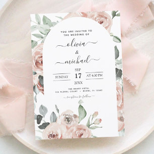 Dusty Pink Sage Green Floral Wedding Einladung