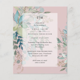 Dusty Pink Sage Hochzeit Zeremonie und Empfang Inv Flyer