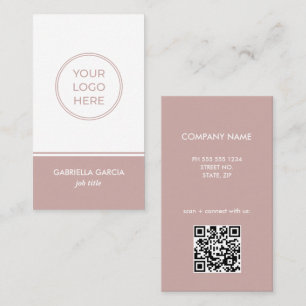 Dusty Pink Scannable QR Logo Business Card Visitenkarte