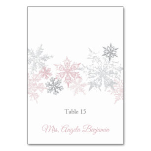 Dusty Pink & Silver Snowflakes Hochzeit Platzkarte Tischnummer