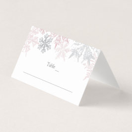 Dusty Pink & Silver Snowflakes Hochzeit Platzkarte Visitenkarten