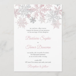 Dusty Pink & Silver Snowflakes Winterhochzeit Einladung