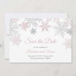 Dusty Pink & Silver Snowflakes Winterhochzeit Save The Date