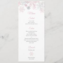 Dusty Pink & Silver Snowflakes Winterwunder Menükarte