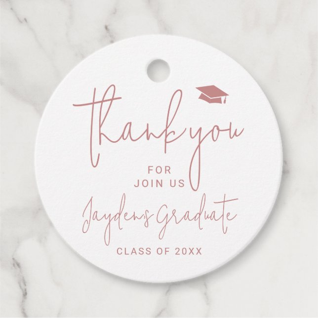 Dusty Pink Simple Modern Script Graduate vielen Da Geschenkanhänger (Vorderseite)