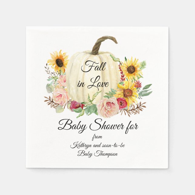 Dusty Pink Sonnenblumen Fall Pumpkin Baby Girl Dus Serviette (Vorderseite)