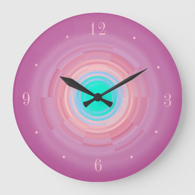 Dusty Pink Swirl/ Aqua Green Center> Wall Clock Große Wanduhr (Vorderseite)