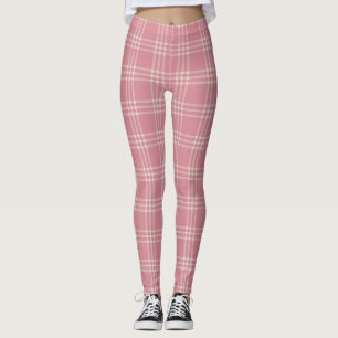 Dusty Pink Tartan Kariertes Muster Leggings