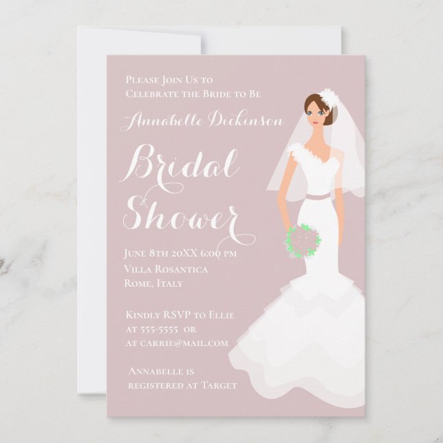 Dusty Pink Thema 2 Einladung (Vorderseite)