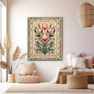 Dusty Pink Tulip Mittelalterlicher Smaragdzauber Leinwanddruck