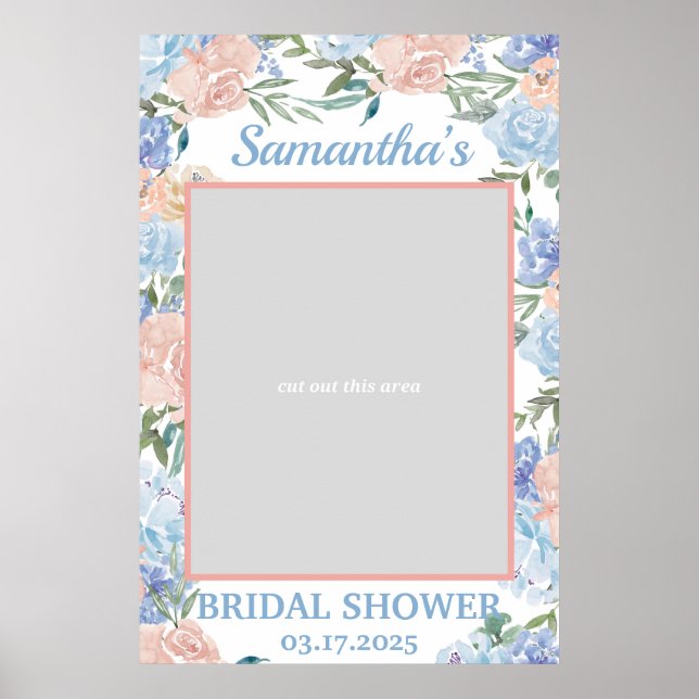 Dusty Pink und Blue Floral Foto Prop Frame Boho Poster (Vorne)