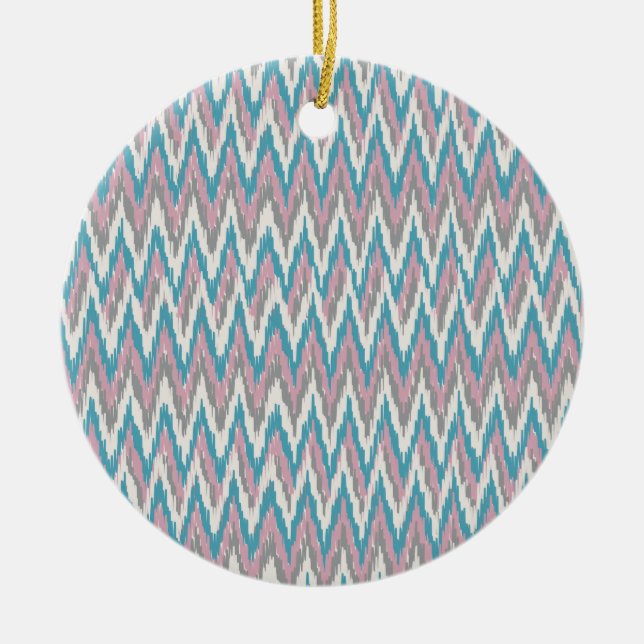 Dusty Pink und Blue iKat Keramik Ornament (Vorne)