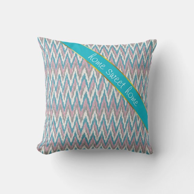 Dusty Pink und Blue iKat Kissen (Vorderseite)