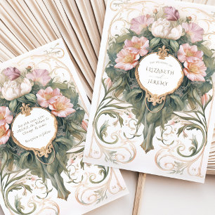 Dusty Pink und Cream Art Nouveau Wedding Einladung