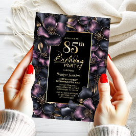 Dusty Pink und Gray Floral 85. Geburtstagsparty Einladung