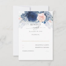Dusty Pink und Navy Blue Wedding RSVP