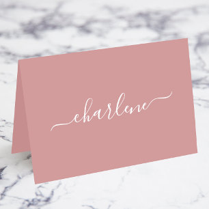 Dusty Pink und White Eleganname Platzkarten Tischnummer