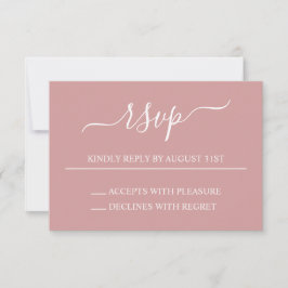 Dusty Pink und White Elegante Hochzeit RSVP Karte