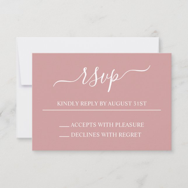 Dusty Pink und White Elegante Hochzeit RSVP Karte (Vorderseite)