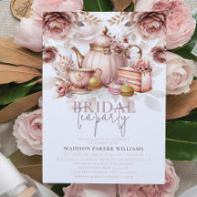 Dusty Pink Watercolor Bridal Teedusche