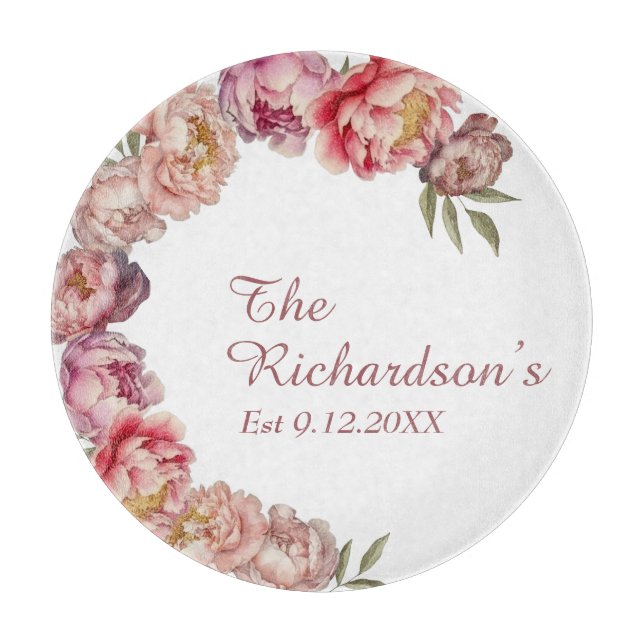 Dusty Pink Watercolor Peony Custom Schneidebrett (Vorderseite)