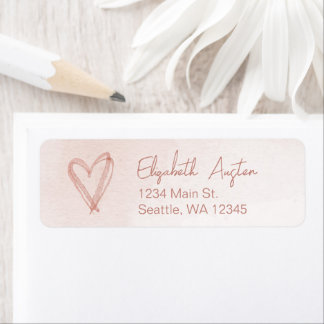 Dusty Pink Watercolor Rückgabeadresse Label, Herz