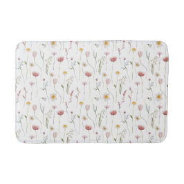 Dusty Pink Watercolor Wildflower Badematte