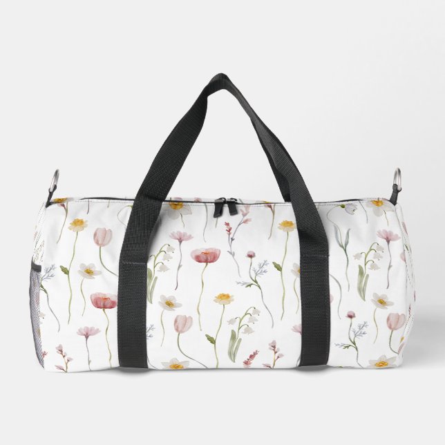 Dusty Pink Watercolor Wildflower Duffle Bag (Rückseite)