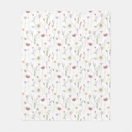Dusty Pink Watercolor Wildflower Fleecedecke