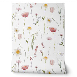 Dusty Pink Watercolor Wildflower Tapete