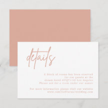 Dusty Pink Wedding Details Card
