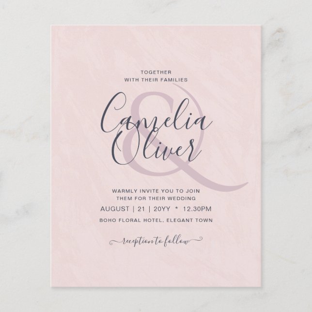 Dusty Pink Wedding Einladungen Modernes Budget Flyer (Vorne)