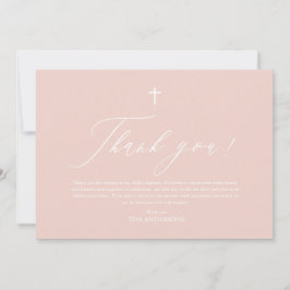 Dusty Pink White Cross Girl Taufe Danke Karte