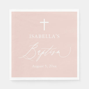 Dusty Pink White Cross Girl Taufen Papier Napkins Serviette