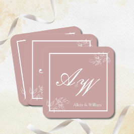 Dusty Pink & White Custom Wedding Rechteckiger Pappuntersetzer