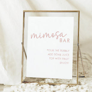 Dusty Pink & White Simple Brautparty Mimosa Bar Poster
