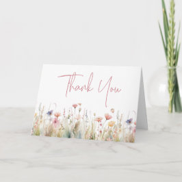 Dusty Pink Wild Blume Brautparty geklappt Dankeskarte