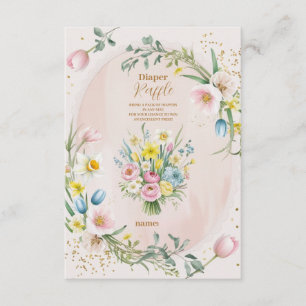 Dusty Pink Wildblume Baby in Bloom Diapper Raffle Begleitkarte
